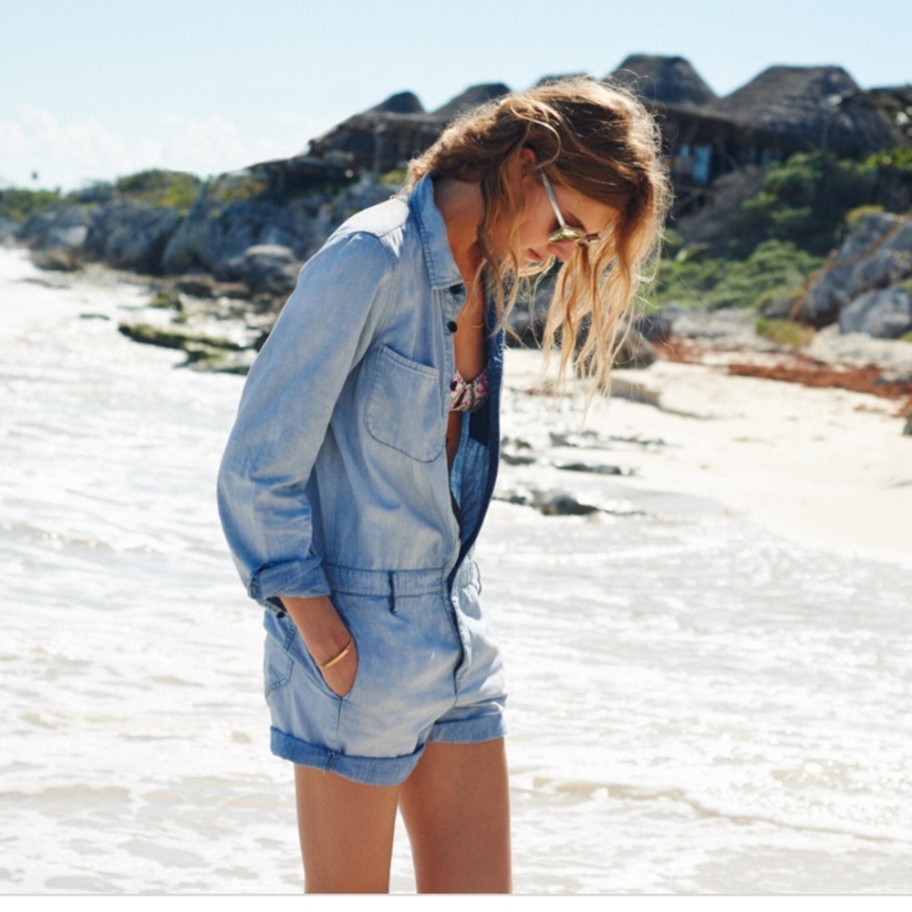 Madewell Chambray Jean Pastime Romper M